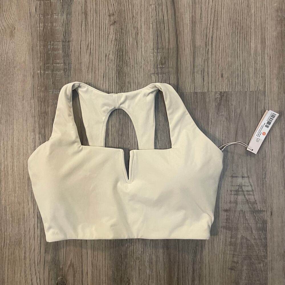 NWT $46 BuffBunny Buff Bunny Nubre Notch Sports Bra in Oat Milk (Cream) Sz L - Picture 7 of 16